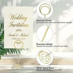 24 Pcs Table Number Holders, 3.35 Inch Gold Place Card Holder, Table Number