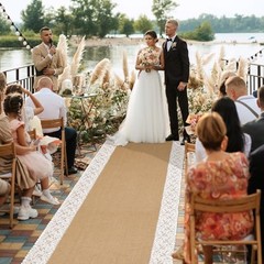 moonoom 20 Ft x 36 in Natural Burlap Wedding Aisle Runner, Rustic Jute 20ft
