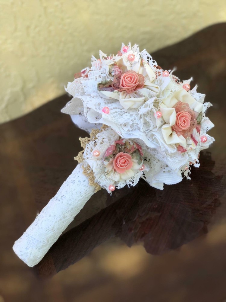 Fabric ,Lace Shabby Chic Handmade Bridal Bouquets