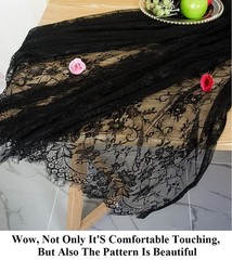 Pardecor Lace Tablecloth Rectangular 60×120 Inch Black Embroidered Lace Table…