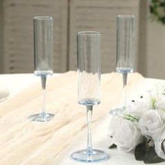 6 DUSTY BLUE Cylindrical 6 oz Reusable Plastic Champagne Flute Glasses Party