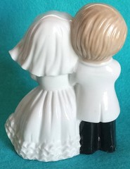Vintage MCM Porcelain Blonde Bride & Groom Wedding Cake Topper Figurine