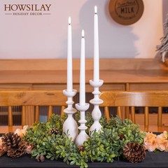 HOWSILAY Wood Candle Holder Candlestick Holders for Table Medium, White