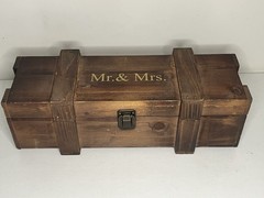 Mr And Mrs Wine Gift Box Wooden Rustic Wedding Favors 13 Inch X 3.5 Inch