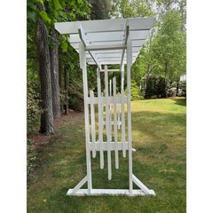 Wooden Wedding Arch Backdrop White Ceremony Arbor Handmade Large 8ft