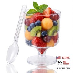 2 oz Mini Plastic Dessert Cups with Spoons – 120 Pack – Plastic Dessert Cups