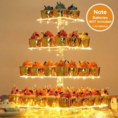 Luxury Cupcake Stand – LED Light Included – Premium Acrylic – Holds 52 Cupcakes