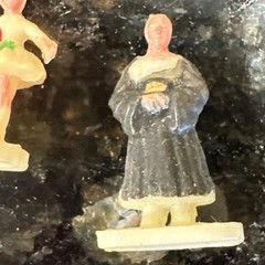 Vintage Mini Bride & Groom Wedding Cake Toppers,Minister& Girls Figurines￼.75″