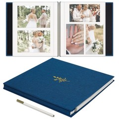 Self Adhesive Photo Album, Navy Blue Scrapbook Album with DIY 40 Blank Pages,…