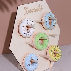13″ NATURAL Donut Wall Hexagon Wooden Board DESSERT HOLDER Party Decorations