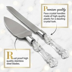 LUSHIG Cake Knife and Server Set | Acrylic Faux Crystal Handles & Premium 420…