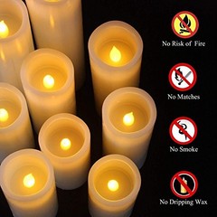 Flameless Candles Battery Operated Candles Real Wax Ivory 4″ 5″ 6″ 7″ 8″ 9″