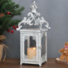 NEEDOMO Lanterns Decorative Indoor, 16″ White Hanging Lantern Set of 1, Beige