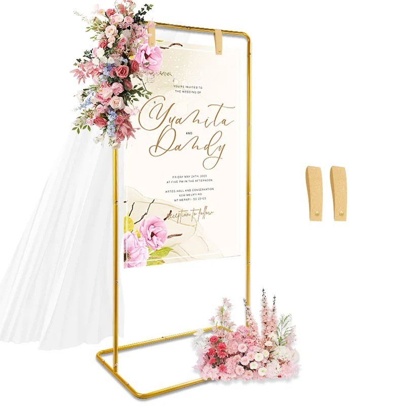 Rectangular Gold Party Arch Backdrop Frame Adjustable for Wedding Birthday