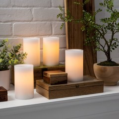 4pc Threshold 5″ x 3″ LED Flameless White Pillar Candles w/ Remote