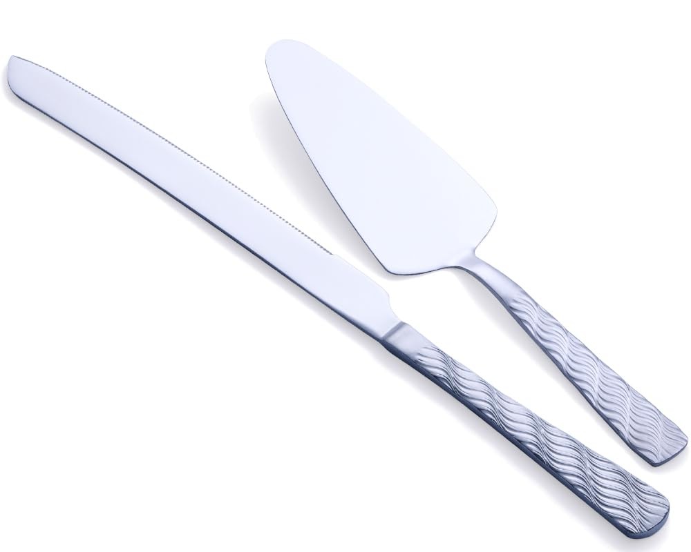 Cuchillo y servidor para pastel de acero inoxidable, cortador de pastel y tarta