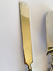 Wedding Cake Server Set & Ice Cream Scoop w/ Red Glass Bead Handles India VG