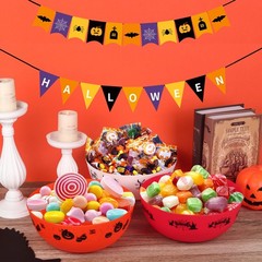AUECOOME 3 Pcs Halloween Candy Bowl – Large, Reusable Plastic Trick or Treat Bow