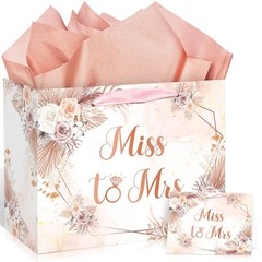 Bridal Shower Gift Bag Wedding Miss to Mrs Gifts Bag with Tissue Light Pink
