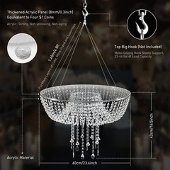 60cm Acrylic Hanging Cake Stand With Beads Ceiling Mount Wedding Party Display