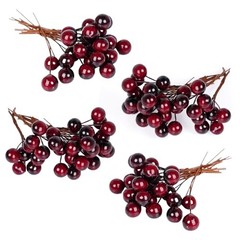 hoyuwak Burgundy Christmas Ornaments – 100 Pcs Artificial Holly Berries on