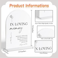 White Acrylic Wedding Sign In Loving Memory Memory Table Gift Display Sign