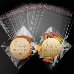 120 His and Her Gold Foil Wedding Favor Stickers for Treat Bags