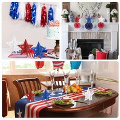 COCHIE 6 Inch Labor Day Decorations Wooden Stars Set, 3D 6 inches, Cutout