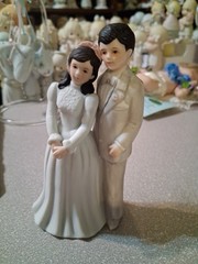 Wedding Cake Topper Couple Vintage 06504 Lefton Porcelain Bride Groom Brunette