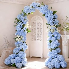 65Pcs Hydrangea Artificial Flowers Bulk，Realistic Silk Fake Flowers 65 Pcs Blue
