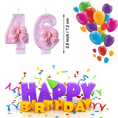 46th 64th Birthday Candles, Pink 64 46 Year Old Number Birthday Candles, Happ…