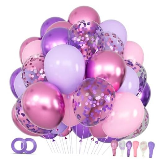 68Pcs Pink and Purple Balloons 12 Inch Metallic Purple Pink Latex Pinkpurple