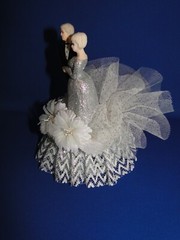 New 25th Wedding Anniversary Couple Caketopper with Bride & Groom in Silver #57