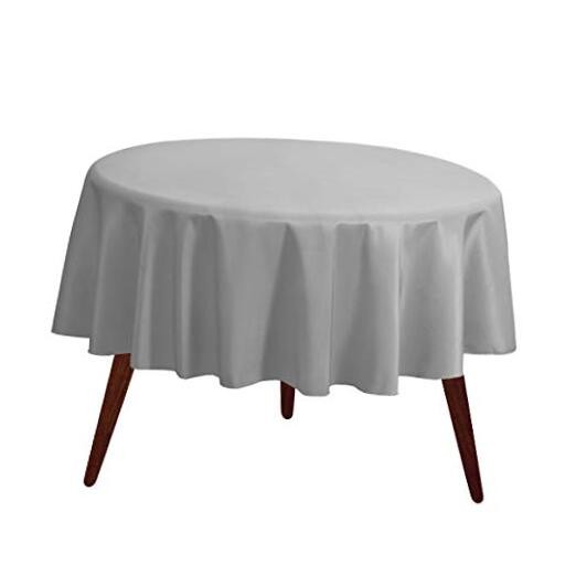 Round Tablecloth – 132 Inch Round Table Cloth for 72 to 96 132″ (Round) Silver