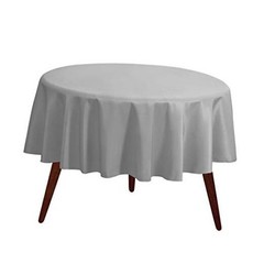 Round Tablecloth – 132 Inch Round Table Cloth for 72 to 96 132″ (Round) Silver