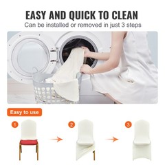 Uimoso 100PCS Ivory(Beige) Spandex Chair Covers for Events, Weddings, and Dining