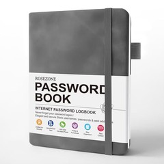 Password Book with Alphabetical Tabs, 4.3″x5.7″ Hardcover Password A6 Grey
