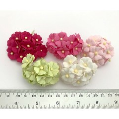 3/4″ – 2cm Green Pink Wedding Craft Scrapbook Cottage Paper Flower (S11L-624)