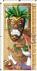 Durable Tiki Man Restroom Door Cover – 30″ x 5′ for Beach-Themed Celebrations