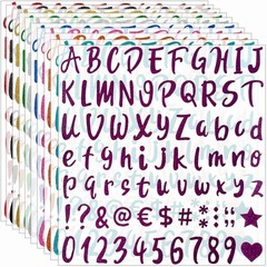 810 Pieces 10 Sheets Self-Adhesive Glitter letter stickers, Alphabet Number S…