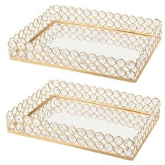 Pcs Metal Crystal Mirror Tray – 11.»x8.1″ Table Centerpieces Tray, Multi 2 Gold