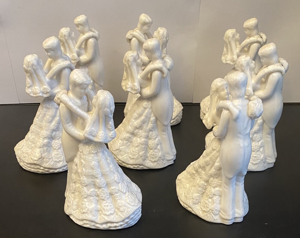 8-White Porcelain BRIDE AND GROOM First Dance Cake Topper or Table Setting