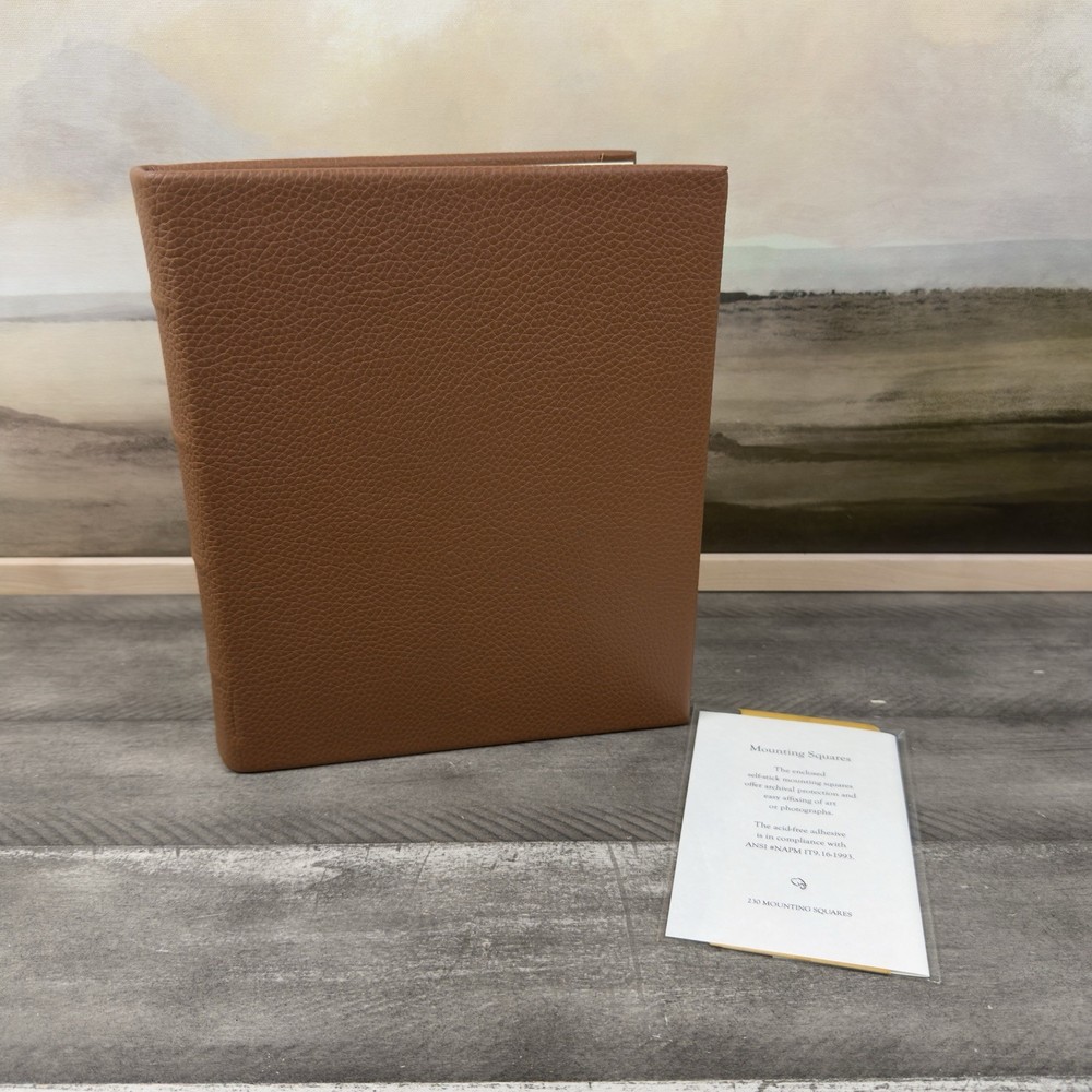 Pottery Barn Leather Bound Photo Album Book Medium Saddle Tan OB