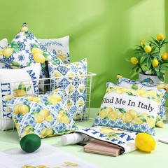 9 Pcs Amalfi Coast Cosmetic Bag Italy Lemons Canvas Makeup Bags Romantic Lemo…
