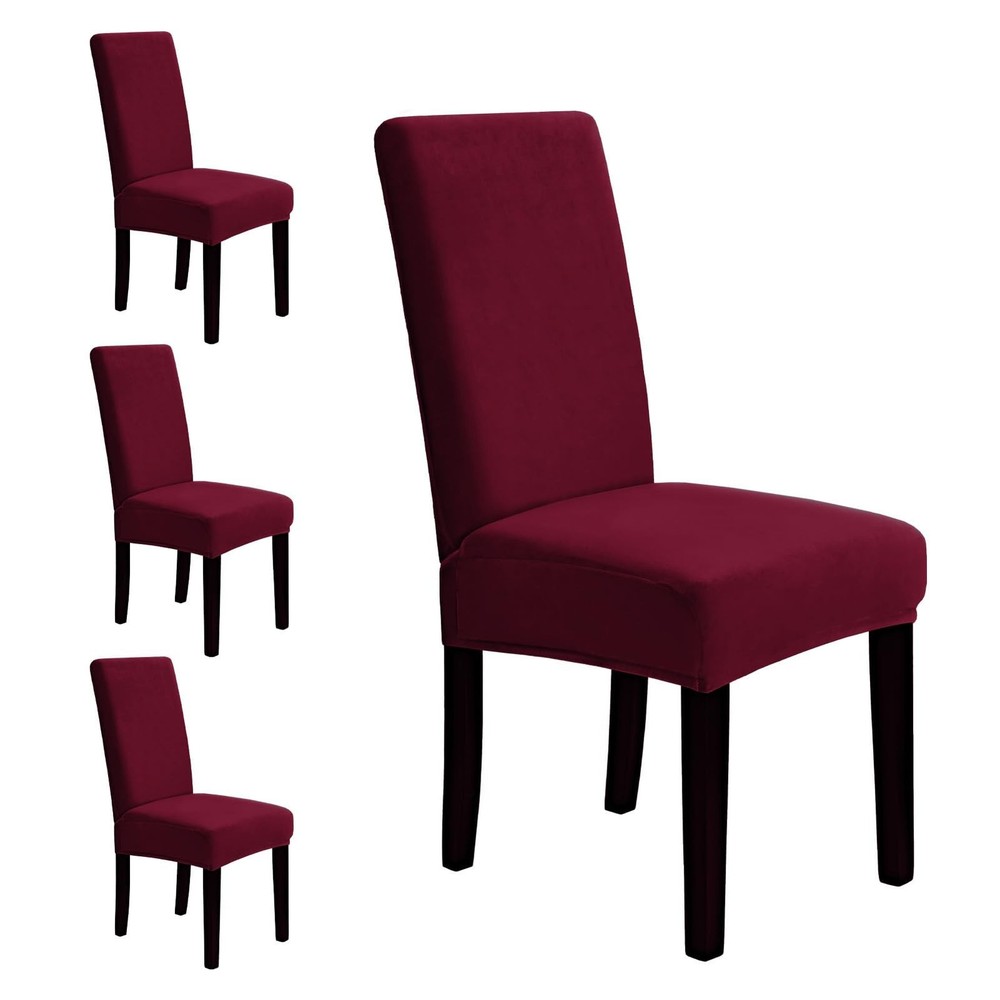 MOSAYT Velvet Stretch Chair Covers for Dining Room Set of 4 – Soft Slipcovers…