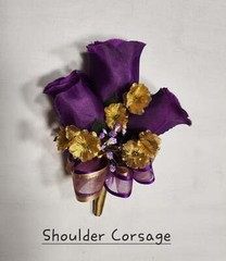Purple White Gold Rose Bridal Wedding Bouquet Accessories