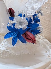 NEW Vintage Lefton Western Wedding Cake Topper Cowboy Bride Floral Lace Heart