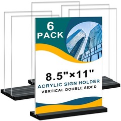 6Pack Acrylic Sign Holder 8.5×11 Vertical ,Clear Sign Holder Double-Sided ,Pl…