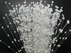 100 Bunch White Ivory Pearl Flower Stem Beads Garland Sprays Bridal Bouquet Wed