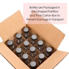 12 Pack, 2 oz Small Clear Glass Bottles w/Lid & 3 Funnels – 60ml Boston